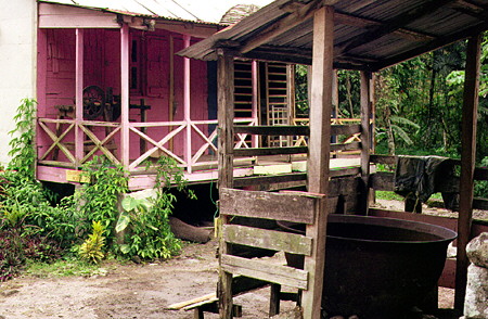 Agricultural out buildings on the Fond Doux Plantation, site of the Battle of Lake Rabot. St Lucia.