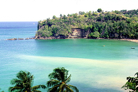 The bay of Anse La Raye on the Caribbean coast. St Lucia.