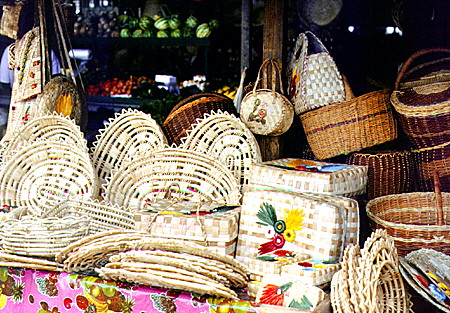 Baskets at the Castries Market. St Lucia.