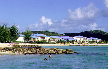 The Hyatt resort complex on the causeway leading to Pigeon Island National Park. St Lucia.