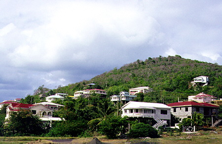 Houses on stilts near Vieux Fort. St Lucia.