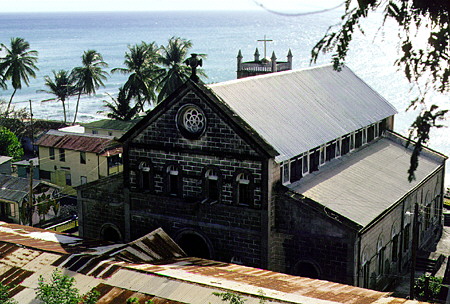 Church on the sea in Choiseul. St Lucia.