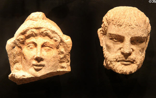 Statuary faces (1st-3rdC) from ancient village of Titelberg in what is now Luxembourg at National Museum of History & Art. Luxembourg, Luxembourg.