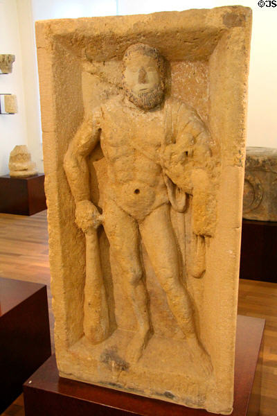 Element of Jupiter column with statue of Hercules (2nd to 3rdC) at National Museum of History & Art. Luxembourg, Luxembourg.