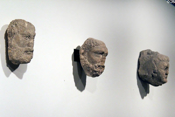 Sculpted stone heads (2nd-3rdC) from various locations at National Museum of History & Art. Luxembourg, Luxembourg.