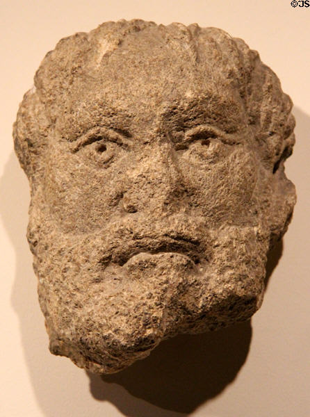 Sculpted stone head (2nd-3rdC) at National Museum of History & Art. Luxembourg, Luxembourg.