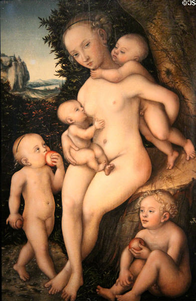 Charity painting (after 1538) by Lucas Cranach the Elder at National Museum of History & Art. Luxembourg, Luxembourg.