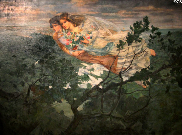 Heralds of Spring painting (1904) by Dominique Lang at National Museum of History & Art. Luxembourg, Luxembourg.