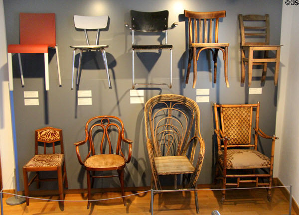 Chair collection at National Museum of History & Art. Luxembourg, Luxembourg.