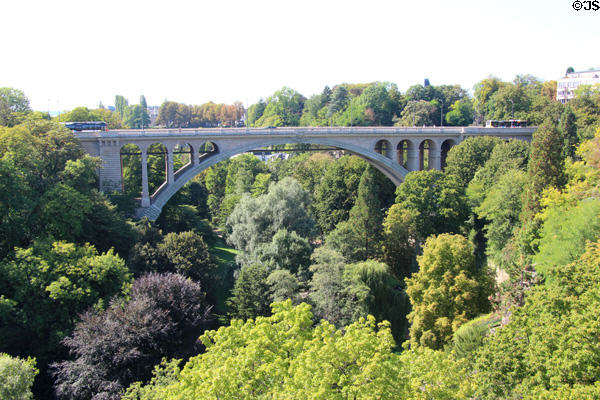 Adolphe Bridge (1903) over Pétrusse Rivers. Luxembourg, Luxembourg.