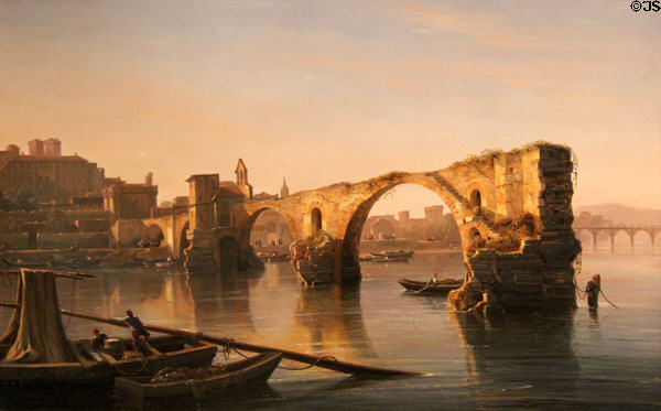 Avignon Bridge painting (before 1847) by Isidore Dagnan at Villa Vauban Museum. Luxembourg, Luxembourg.