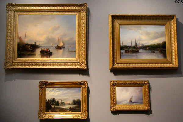 Seascapes paintings: upper 2 by Atonie Waldorp (19thC) & lower 2 by Jean Antoine Théodore Gudin (1845 & 1850) at Villa Vauban Museum. Luxembourg, Luxembourg.