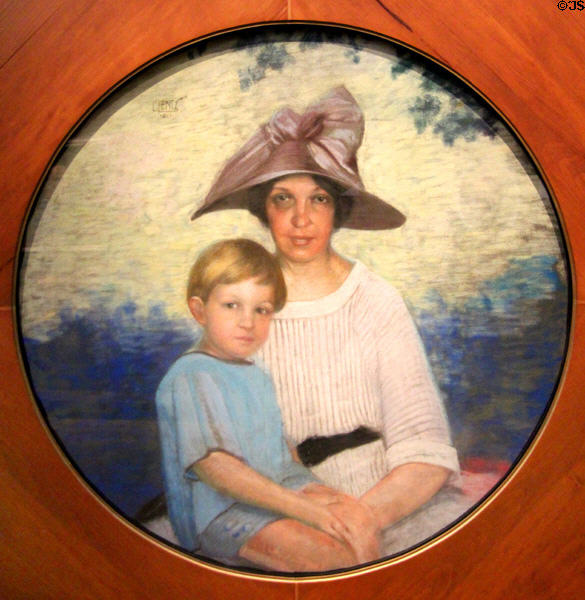 Portrait of Painter's Wife with their Son pastel (1921) by Corneille Lentz at Villa Vauban Museum. Luxembourg, Luxembourg.