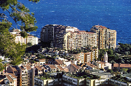 Monaco apartments seen from Botanical Garden. Monaco.