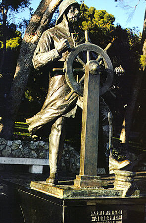 Statue of S.A.S. La Prince Albert 1st (statue erected 1999) in Monaco.