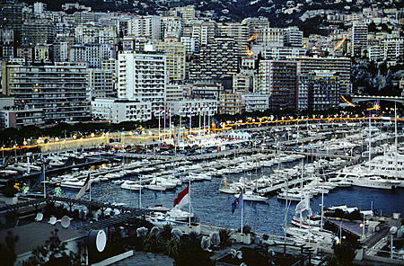 Monaco port at dusk. Monaco.