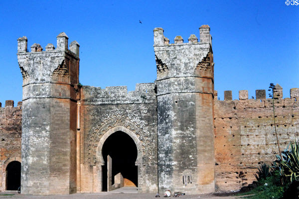 Muslim architecture of medieval Chellah necropolis entrance. Rabat, Morocco.
