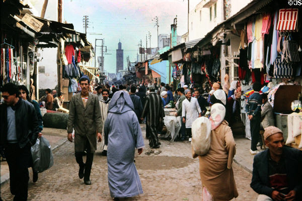 Pedestrians & market activity in Rabat Medina. Rabat, Morocco.