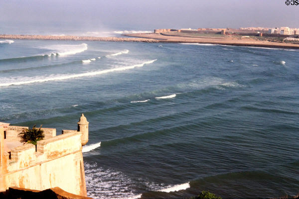 Mouth of river with town of Sale on opposite shore seen from Kasbah. Rabat, Morocco.