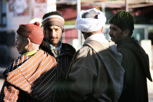 Men in souk of Midelt. Morocco.