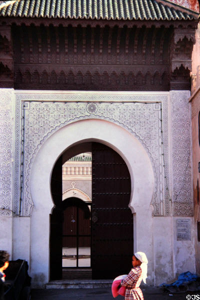 Entrance arch at Mosque Bab Doukkala (1571). Marrakesh, Morocco.