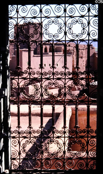 Wrought iron gate in Ouarzazate Kasbah. Morocco.