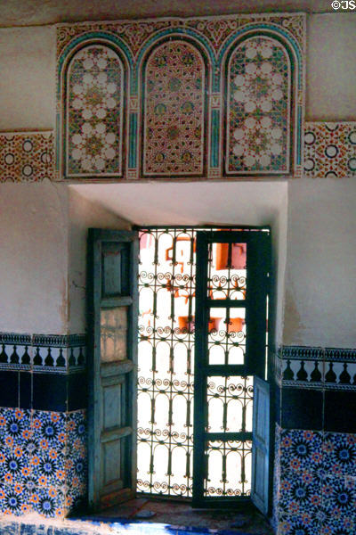 Tiled wall in Ouarzazate Kasbah. Morocco.