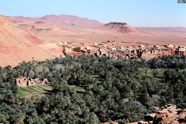 Gorge du Todra view towards surrounding desert. Morocco.