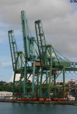 Container port & cranes. Fort de France, Martinique.