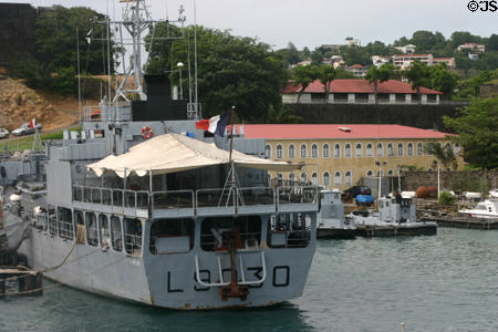 French naval patrol boat at Fort St Louis. Fort de France, Martinique.