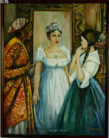 Portrait of Empress Josephine with Creole attendant in Pagerie Museum. Trois Islet, Martinique.