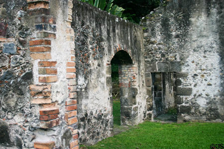 La Sucrerie Pagerie, 18th C mill ruins across from Musée de la Pagerie. Trois Islet, Martinique.