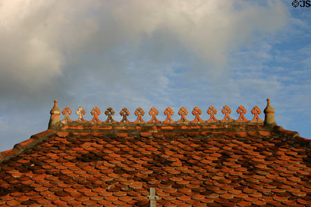 Pottery tile roof from historical tile industry of Martinique. Trois Islet, Martinique.