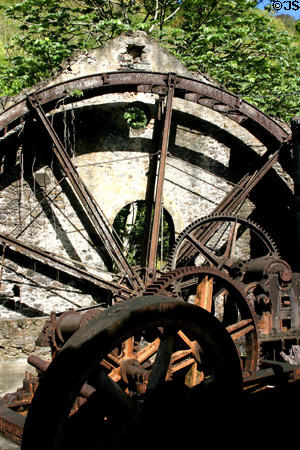 Ruins of water wheel & gears at Habitation Anse Latouche. Carbet, Martinique.