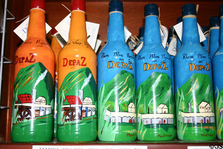 Souvenir bottles at Depaz rum distillery. Martinique.