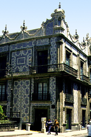 The blue tile covered Casa de los Azulejos. Mexico City, Mexico.