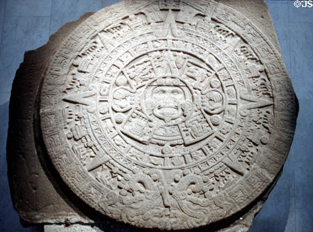 Aztec calendar stone [aka Piedra del Sol], symbol of Mexico, at National Museum of Anthropology. Mexico City, Mexico.