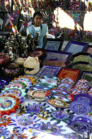 Painted crafts for sale in Taxco. Mexico.