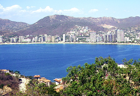 The skyline of Acapulco as seen from across bay. Mexico.