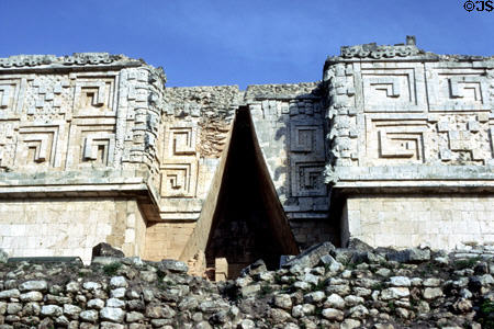 Governor's Palace wall reliefs & arch at Uxmal. Mexico.