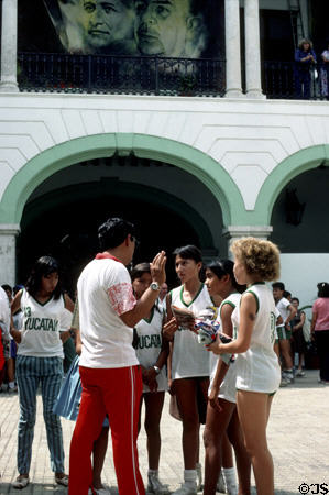 Sports students in Mérida Government Palace (1892). Mexico.