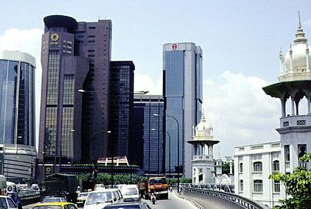 Railway station and Kuala Lumpur city skyline. Malaysia.