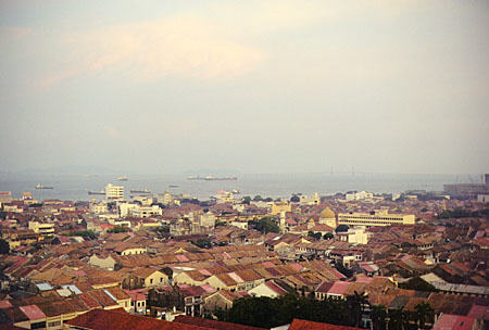 View of Georgetown to bridge on Penang. Malaysia.
