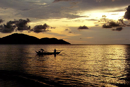 Sunset on north coast of Penang island. Malaysia.