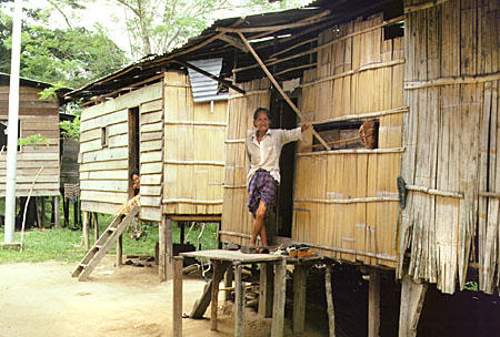 Homes in village of Kemabong on Borneo island. Malaysia.