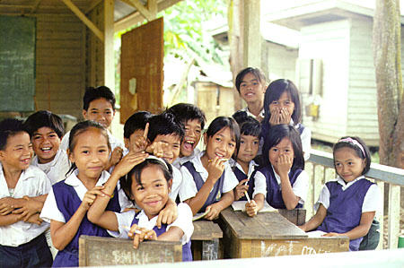Kemabong children at school on island of Borneo. Malaysia.