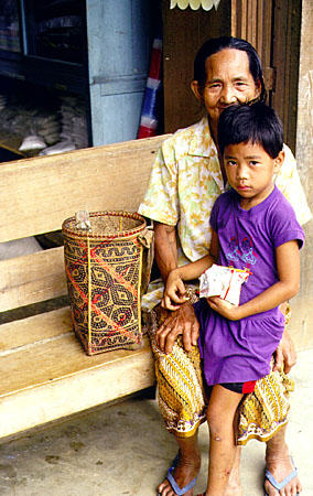 Child and grandmother in Kemabong. Malaysia.