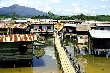 Mengkabong water village in Sabah province. Malaysia.