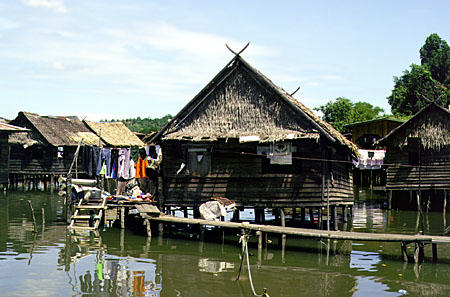 Home in Mengkabong water village in Sabah province. Malaysia.