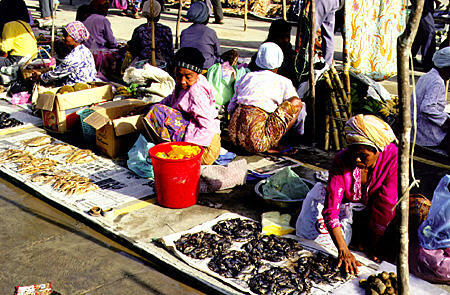 Vendors at weekly market in Kota Belud. Malaysia.
